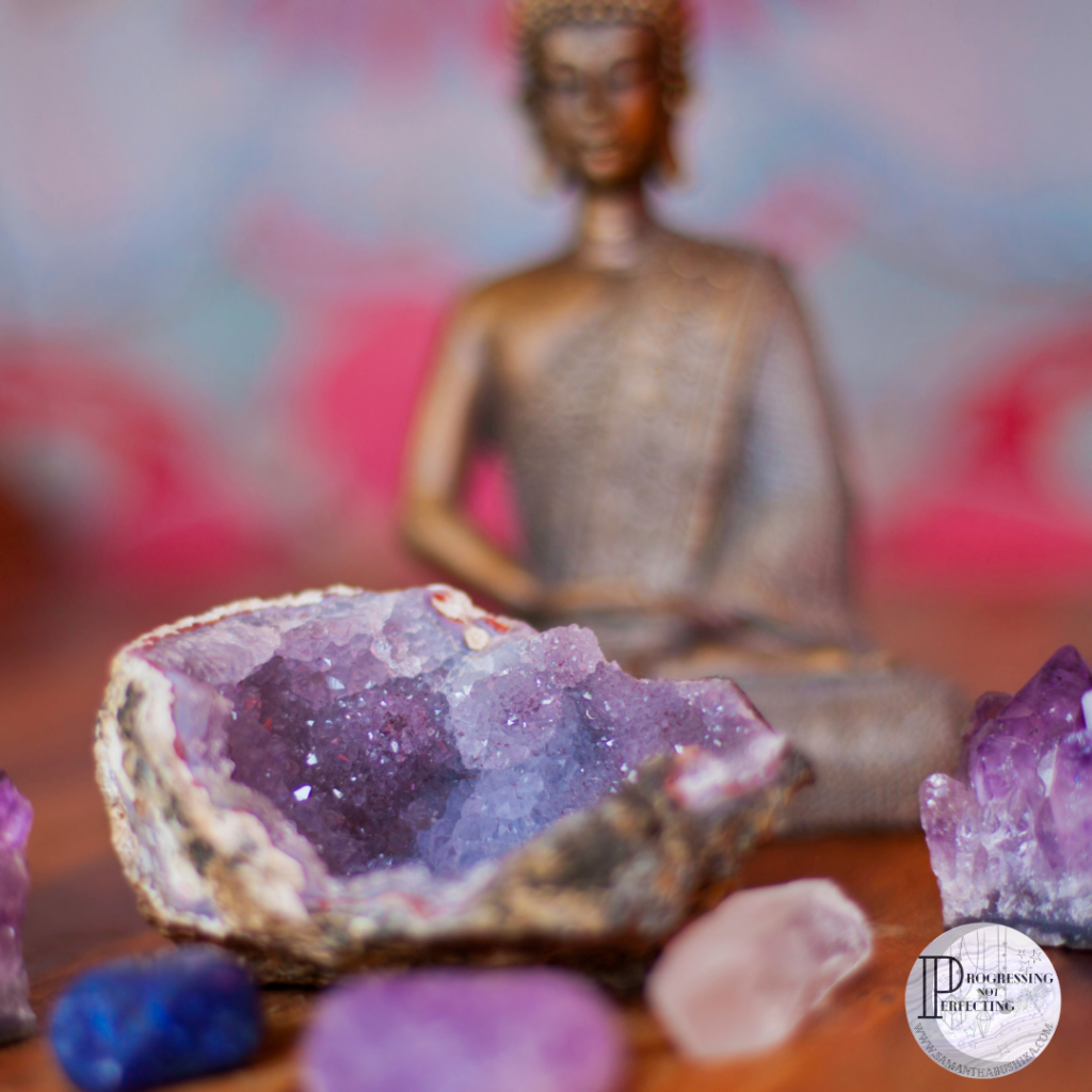 Crystals & statue