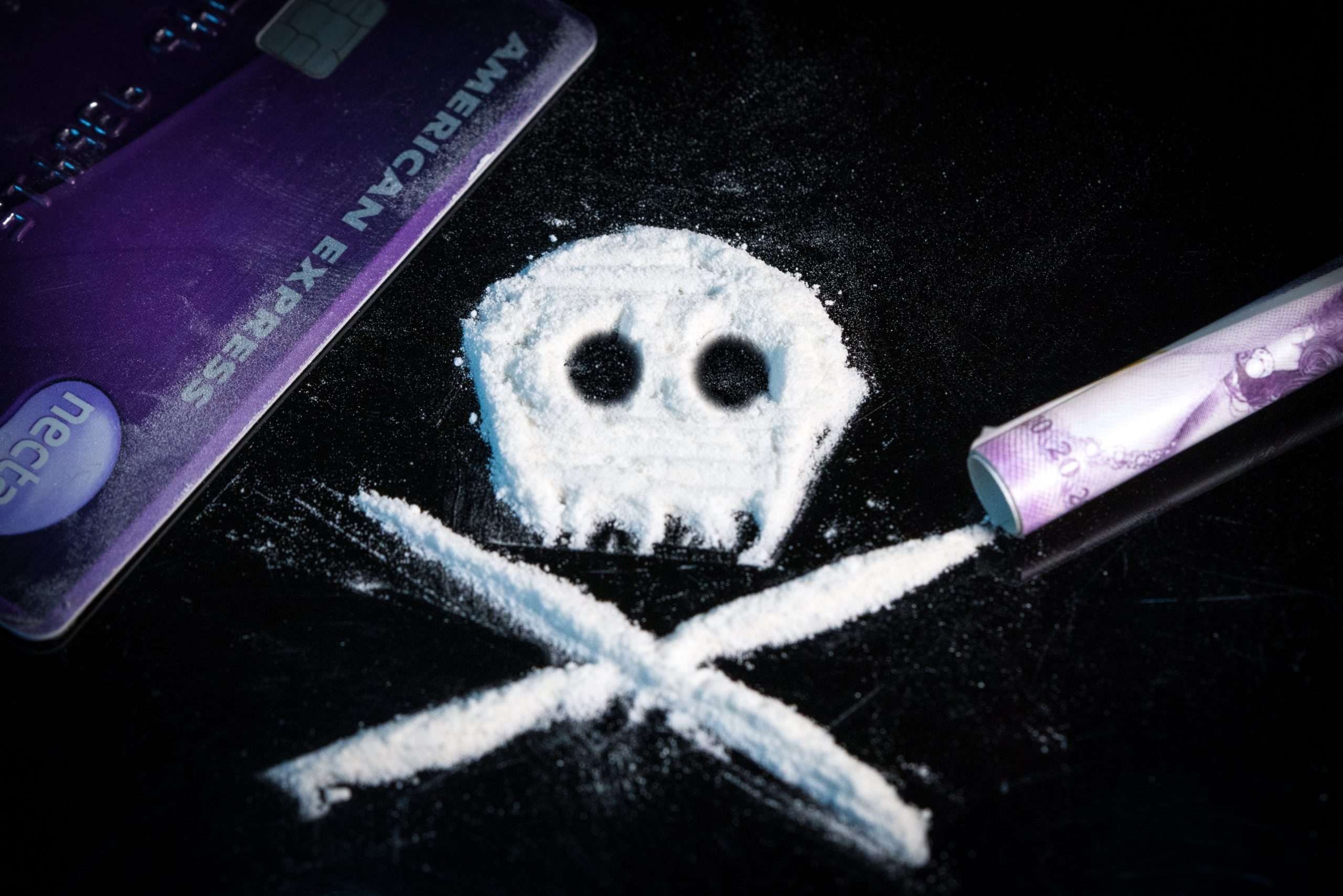 pile of white substance forming a skull